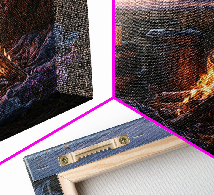 Campfire under a Starry Sky Canvas Print, Rustic Art, Farmhouse Decor, Fine Art, Rustic, Gallery Wall Art, Landscape Wall Art, RUS-3x2-62
