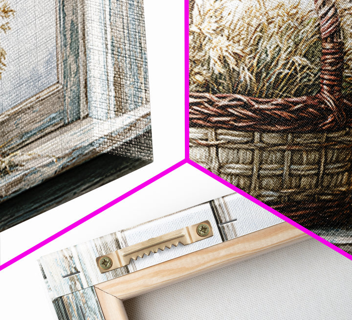 Handwoven Basket with Dried Grasses Canvas Print, Rustic Art, Downloadable Art, Farmhouse Decor, Watercolor Art, Rustic, RUS-3x2-76