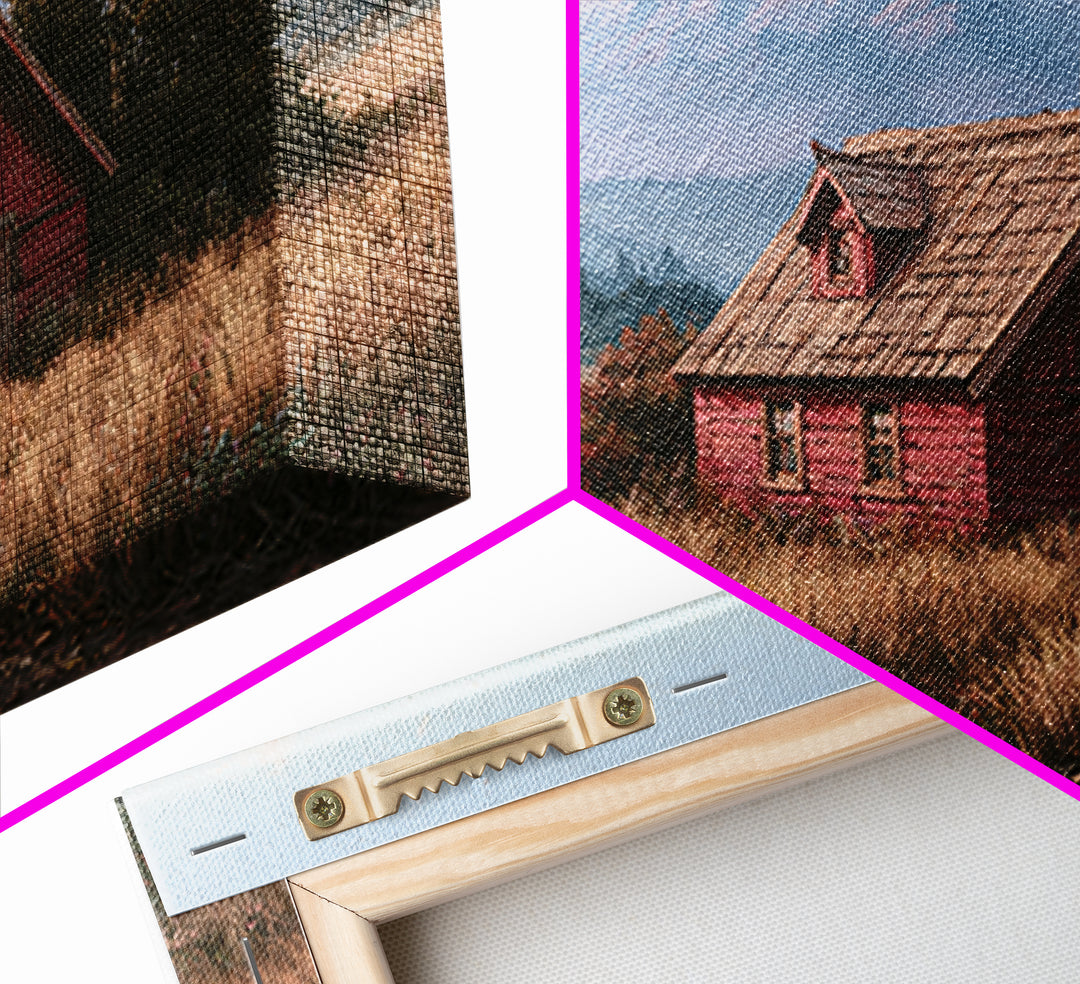 Mountain Cabin Landscape Framed Canvas Print, Rustic Art, Landscape Wall Art, Farmhouse Decor, Fine Art, Rustic, Luxury Decor, RUS-3x2-79