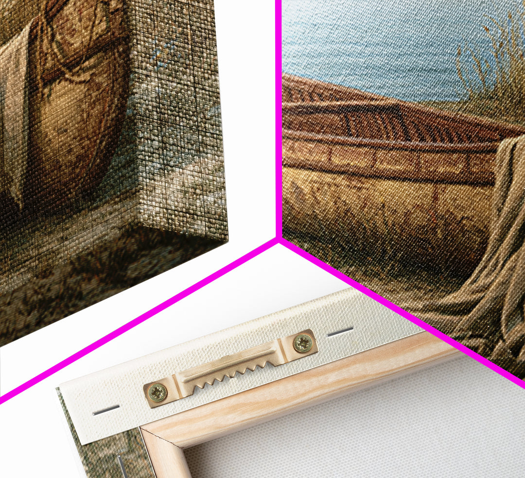 Old Canoe Pulled Onto a Lake Shore Framed Canvas Print, Rustic Art, Luxury Decor, Farmhouse Decor, Fine Art, Rustic, RUS-3x2-96