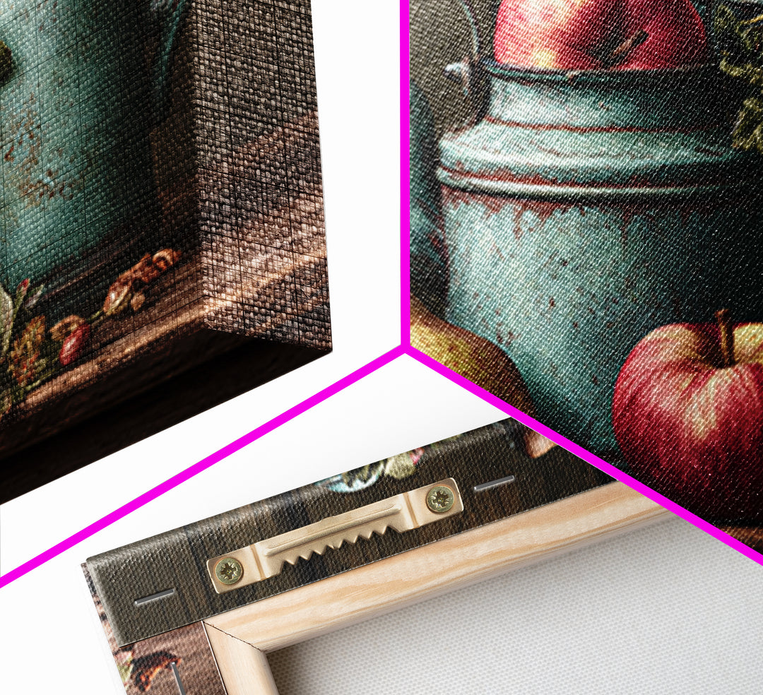 Rustic Pear and Apple Still Life Framed Canvas Print, Rustic Art, Gallery Wall Set, Farmhouse Decor, Watercolor Art, Rustic, RUS-3x2-97