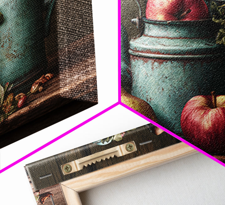 Rustic Pear and Apple Still Life Framed Canvas Print, Rustic Art, Gallery Wall Set, Farmhouse Decor, Watercolor Art, Rustic, RUS-3x2-97