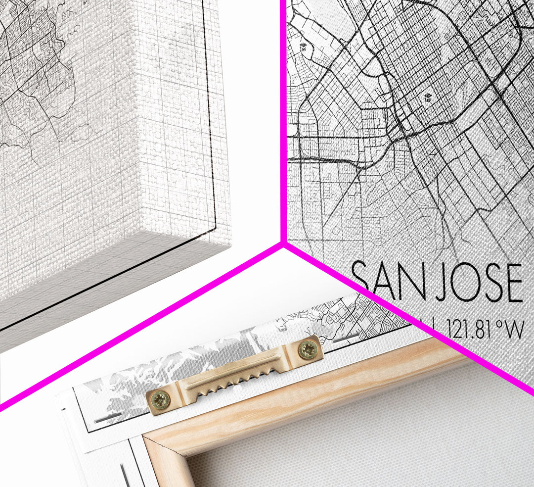 San Jose City Map, California Art, Map Print, Modern Wall Art, Wall Art, Canvas Art, Modern Office Art, Above Bed Décor, Prints Wall Art
