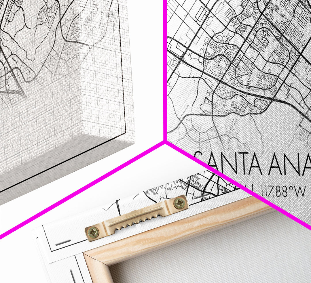 Santa Ana City Map, California Art, Map Print, Modern Wall Art, Wall Art, Canvas Art, House Wall Art, Over Bed Wall Décor, Gift For The Home