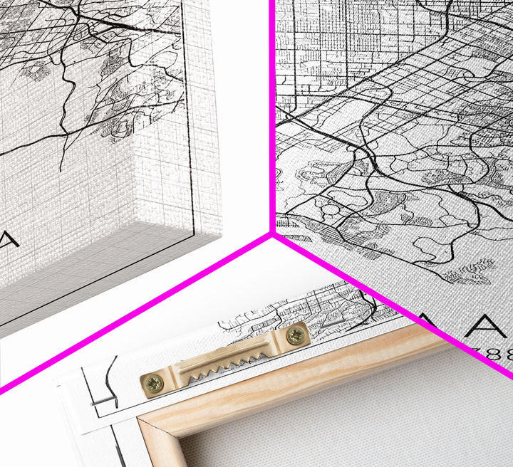 Santa Ana Street Map, California Map, City Map Print, Minimalist Art, Wall Art, Canvas Print, Living Room Décor, Adventure Gifts, Travel Art
