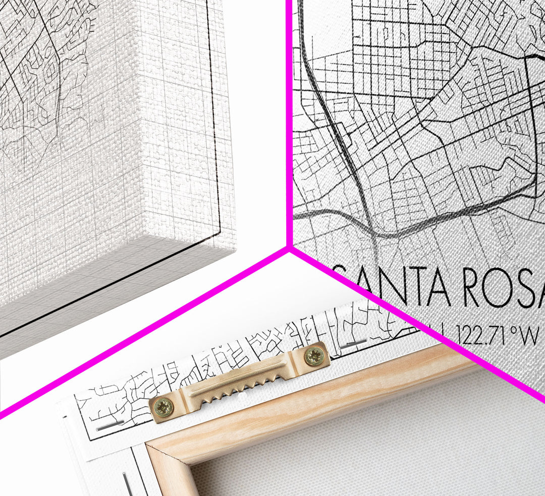 Santa Rosa City Map, California Art, Map Print, Modern Wall Art, Wall Art, Canvas Art, Modern House Art, Bedroom Prints, Nerdy Home Décor