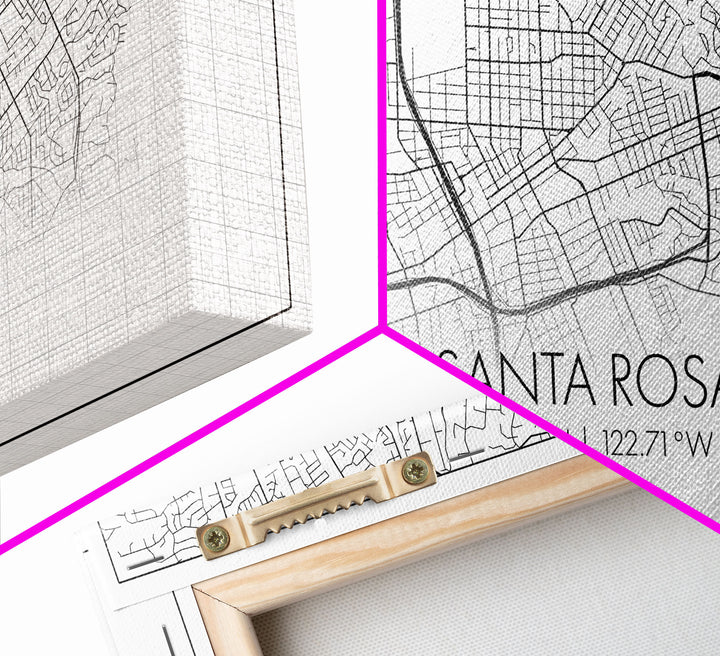 Santa Rosa City Map, California Art, Map Print, Modern Wall Art, Wall Art, Canvas Art, Modern House Art, Bedroom Prints, Nerdy Home Décor
