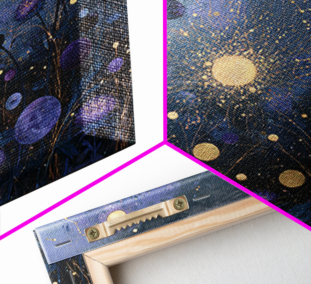 Cosmic Garden with Planets as Flowers Canvas Print, Space Art, Boho Decor, Spa Decor, Fine Art, Serenity, Painting, Posters, SAR-1x1-13