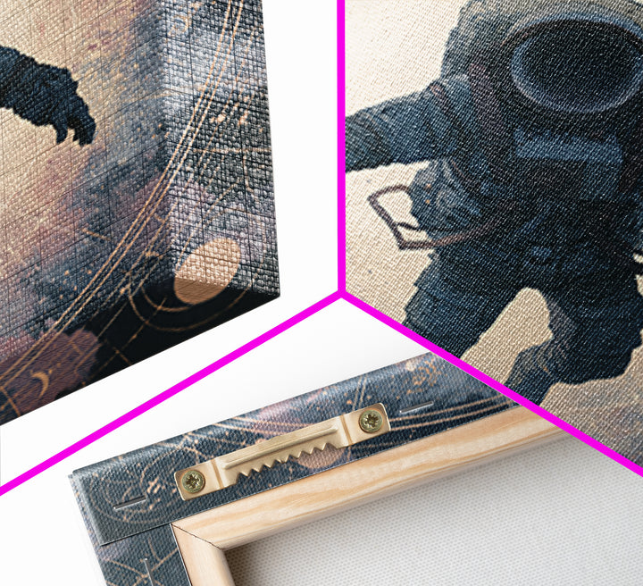 Astronaut Floating Near a Glowing Galaxy Canvas Print, Space Art, Painting, Spa Decor, Fine Art, Serenity, Canvas Wall Art, SAR-1x1-99