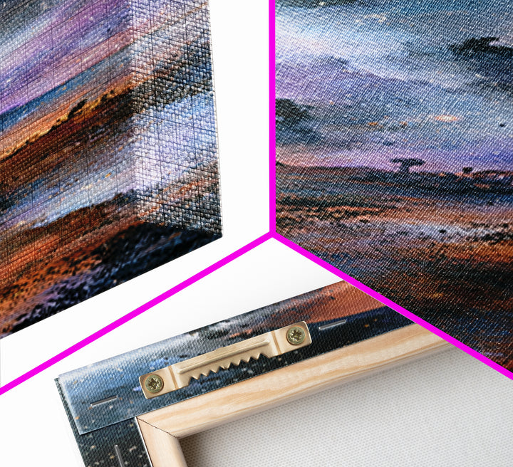 Mars Landscape with Tiny Rover Silhouette Framed Canvas Print, Space Art, Room Decor, Spa Decor, Serenity, Printable Art, SAR-1x3-45