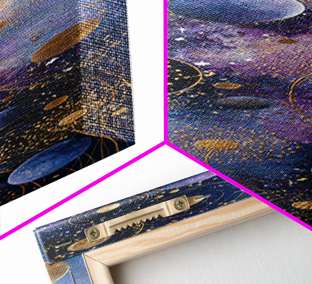 Cosmic Garden with Planets as Flowers Canvas Print, Space Art, Printable Art, Spa Decor, Oil Painting, Serenity, Modern Decor, SAR-1x3-73