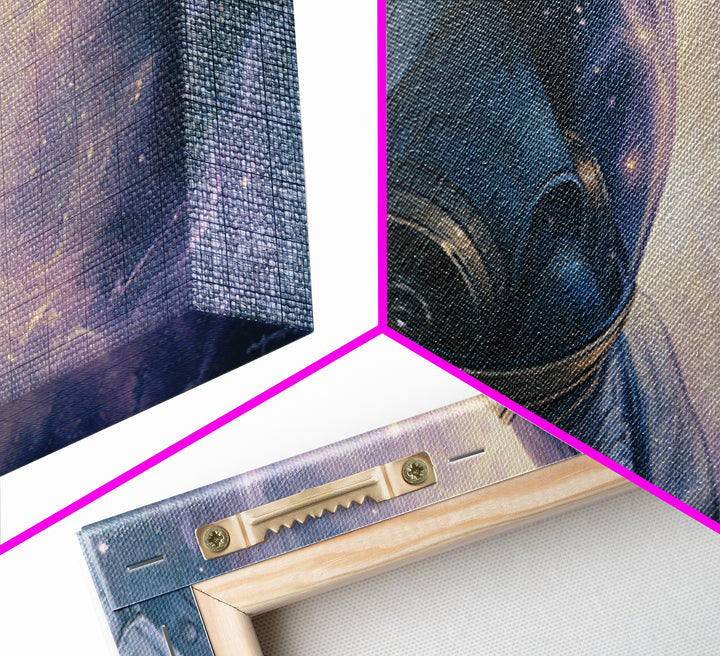 Astronaut Helmet Reflecting a Nebula Canvas Print, Space Art, Poster, Spa Decor, Watercolor Art, Serenity, Oil Painting, SAR-2x1-36