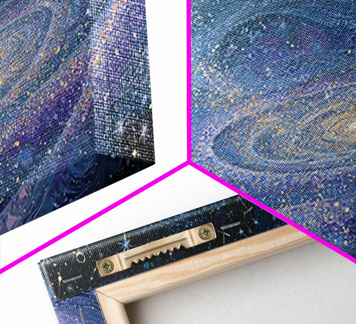 Astronaut Floating Near a Glowing Galaxy Canvas Print, Space Art, Spa Decor, Oil Painting, Serenity, Minimalist Wall Art, SAR-2x1-47