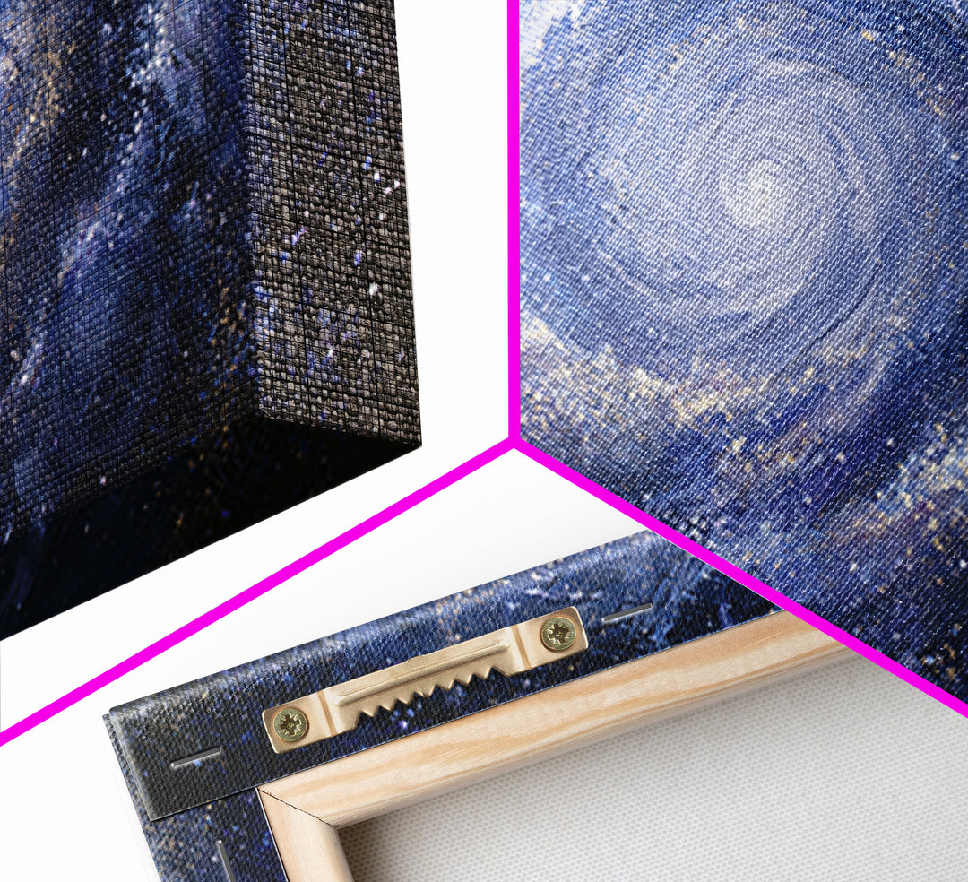 Galaxy Spiral in Jewel Tone Paint Framed Canvas Print, Space Art, Retro Wall Art, Spa Decor, Watercolor Art, Serenity, SAR-2x1-59