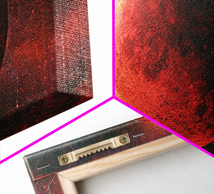 Lunar Eclipse in Deep Red Tones Framed Canvas Print, Space Art, Gallery Decor, Spa Decor, Fine Art, Serenity, Home Decor, SAR-2x1-79