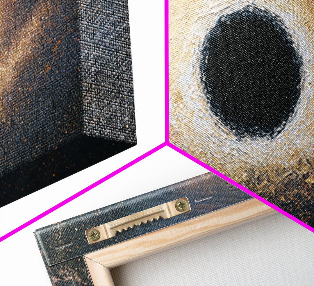 Black Hole with Radiant Accretion Ring Framed Canvas Print, Space Art, Space, Spa Decor, Fine Art, Serenity, Statement Artwork, SAR-2x1-99