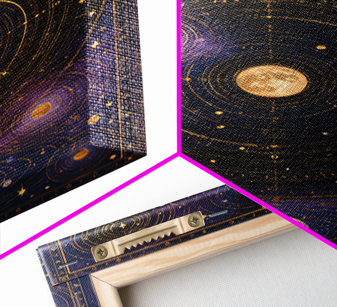 Solar System Arrangement Framed Canvas Print, Space Art, Textured Painting, Spa Decor, Watercolor Art, Serenity, Art Prints, SAR-2x3-36