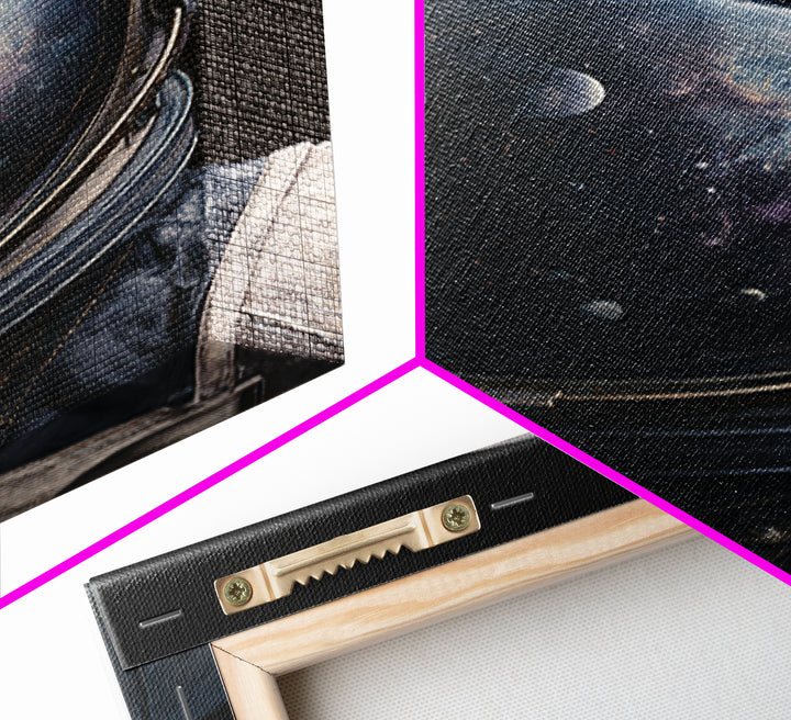 Astronaut Helmet Reflecting a Nebula Canvas Print, Space Art, Abstract Painting, Spa Decor, Serenity, Minimalist Decor, SAR-2x3-96