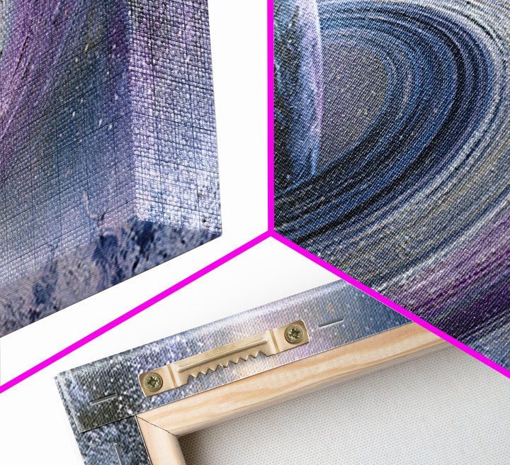 Planetary Rings Made of Ice and Light Framed Canvas Print, Space Art, Digital Art, Spa Decor, Serenity, Modern Wall Art, SAR-3x1-10