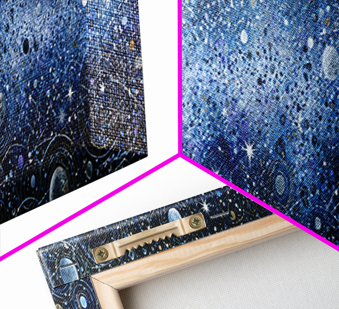 Distant Star Cluster Framed Canvas Print, Space Art, Retro Wall Art, Spa Decor, Fine Art, Serenity, Textured Painting, SAR-3x1-12