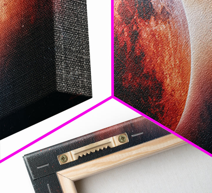 Lunar Eclipse in Deep Red Tones Framed Canvas Print, Space Art, Wall Art, Spa Decor, Fine Art, Serenity, Wall Art Prints, SAR-3x1-27