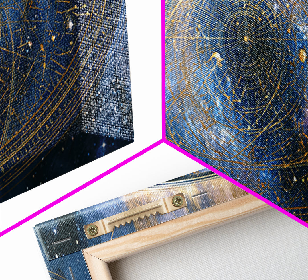 Star Map with Gold Constellation Lines Canvas Print, Space Art, Art Print, Spa Decor, Abstract Art, Serenity, Modern Wall Art, SAR-3x1-30