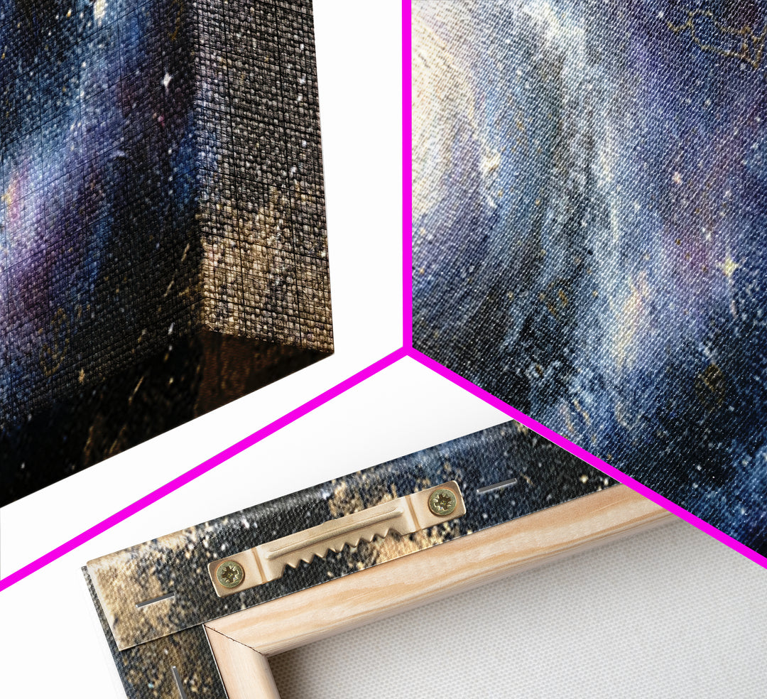 Galaxy Spiral in Jewel Tone Paint Framed Canvas Print, Space Art, Luxury Decor, Spa Decor, Fine Art, Serenity, Room Decor, SAR-3x1-7