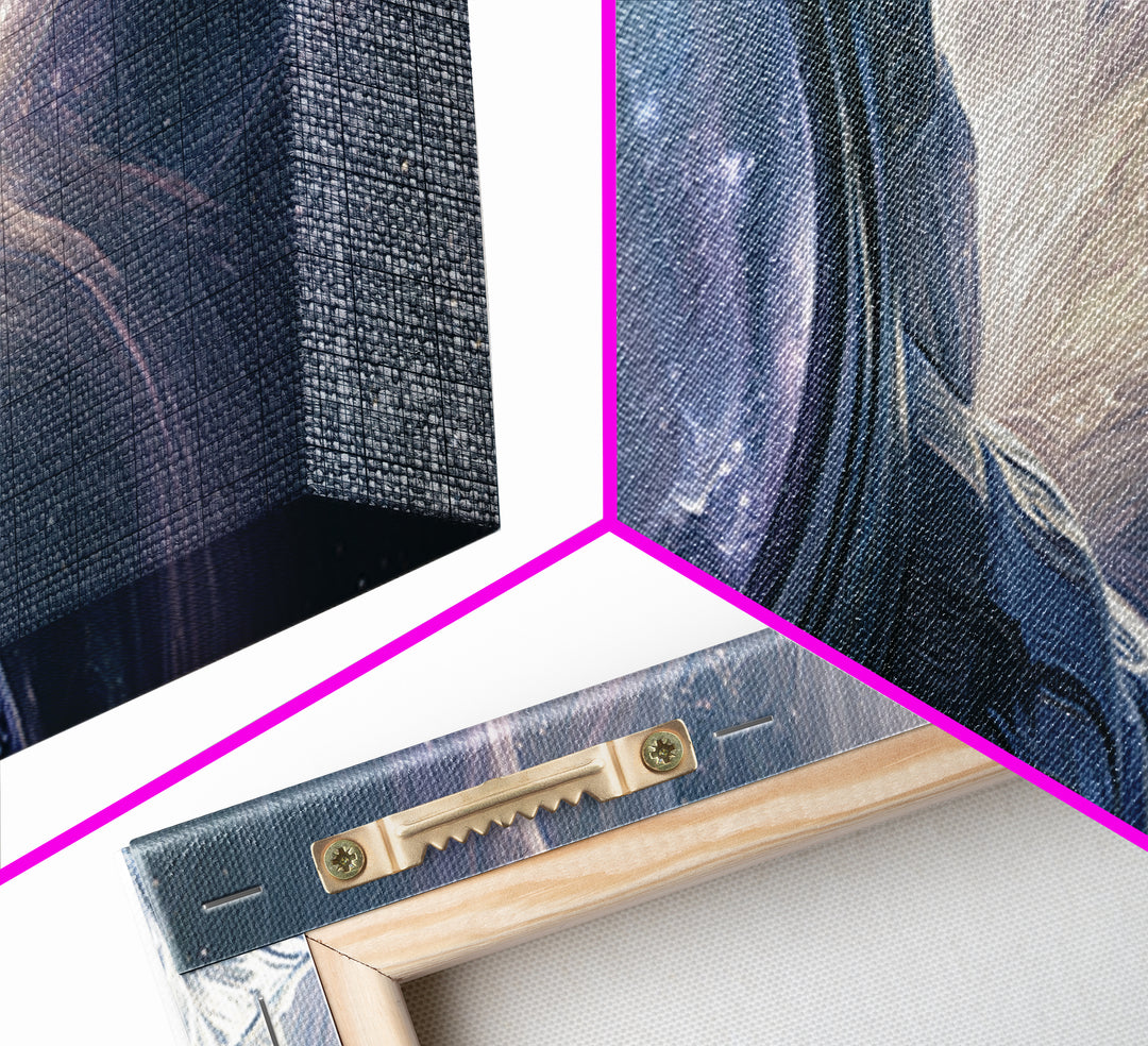 Astronaut Helmet Reflecting a Nebula Canvas Print, Space Art, Painting, Spa Decor, Fine Art, Serenity, Canvas Wall Art, SAR-3x1-80