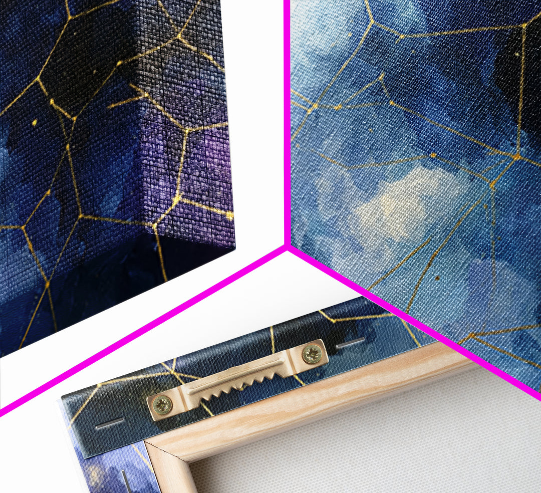 Star Map with Gold Constellation Lines Canvas Print, Space Art, Living Room Wall Art, Spa Decor, Abstract Art, Serenity, SAR-3x2-42
