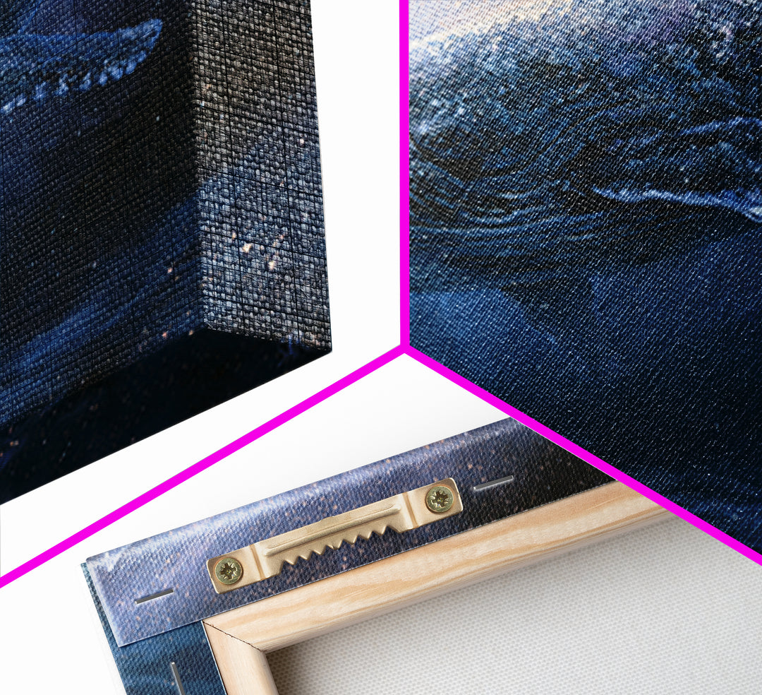Space Whale Swimming Through Star Dust Framed Canvas Print, Space Art, Posters, Spa Decor, Fine Art, Serenity, Abstract Art, SAR-3x2-60