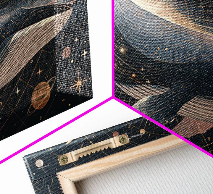 Space Whale Swimming Through Star Dust Canvas Print, Space Art, Canvas, Spa Decor, Fine Art, Serenity, Living Room Wall Art, SAR-3x2-84