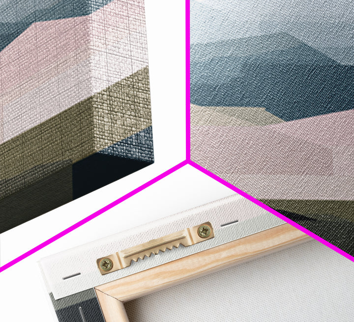 Muted Mountain Layers Framed Canvas Print, Scandinavian Art, Mid Century Modern, Living Room Decor, Oil Painting, Nordic, SCA-1x1-8