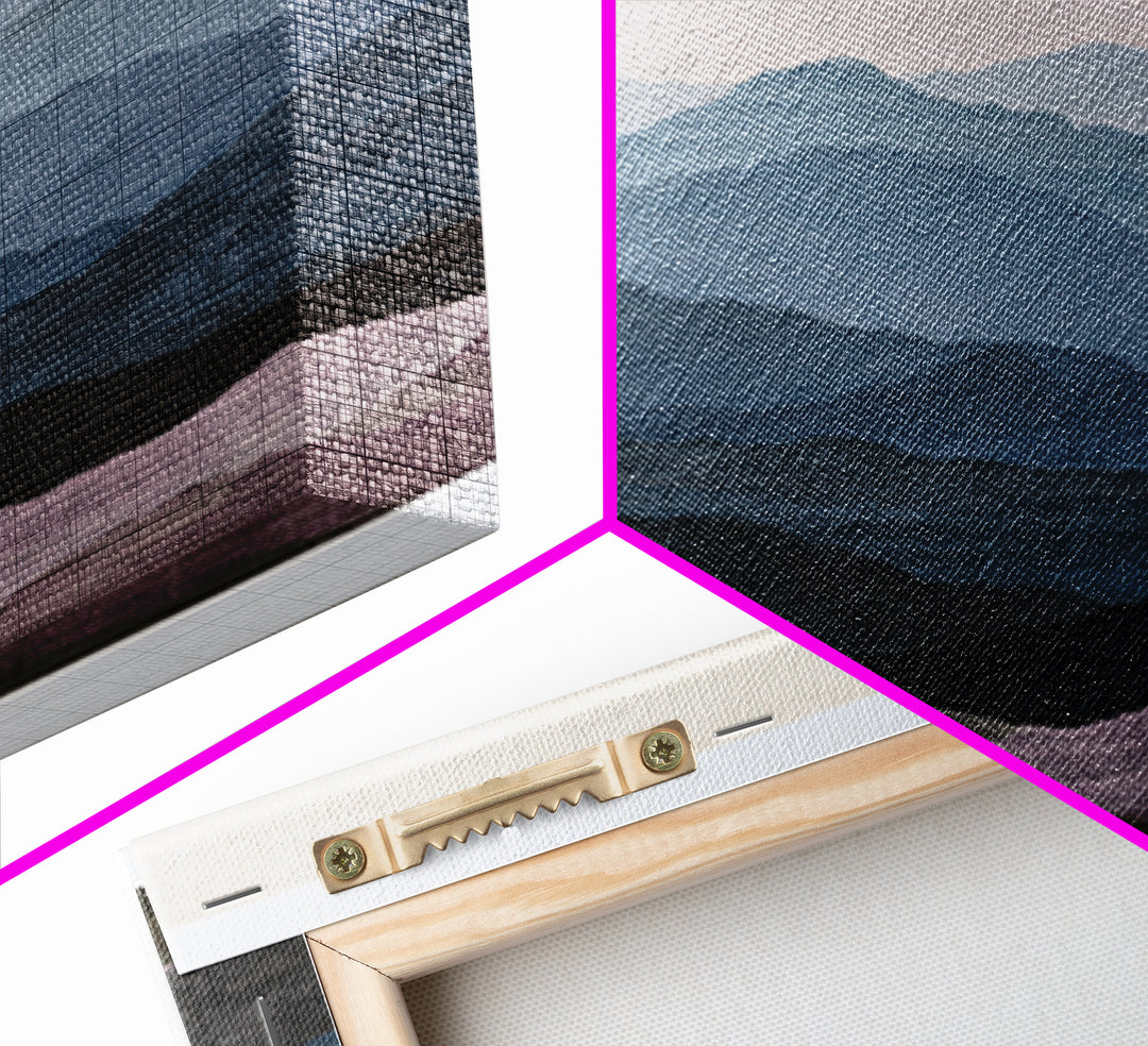 Muted Mountain Layers Framed Canvas Print, Scandinavian Art, Statement Artwork, Living Room Decor, Fine Art, Nordic, Art Print, SCA-1x1-80