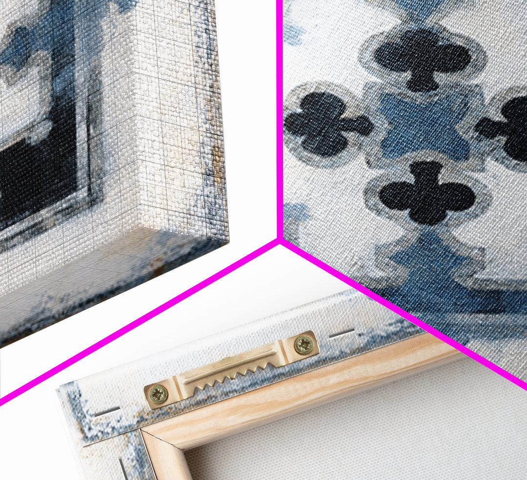 Scandinavian Textile Pattern Framed Canvas Print, Scandinavian Art, Wall Art, Living Room Decor, Fine Art, Nordic, SCA-1x1-88