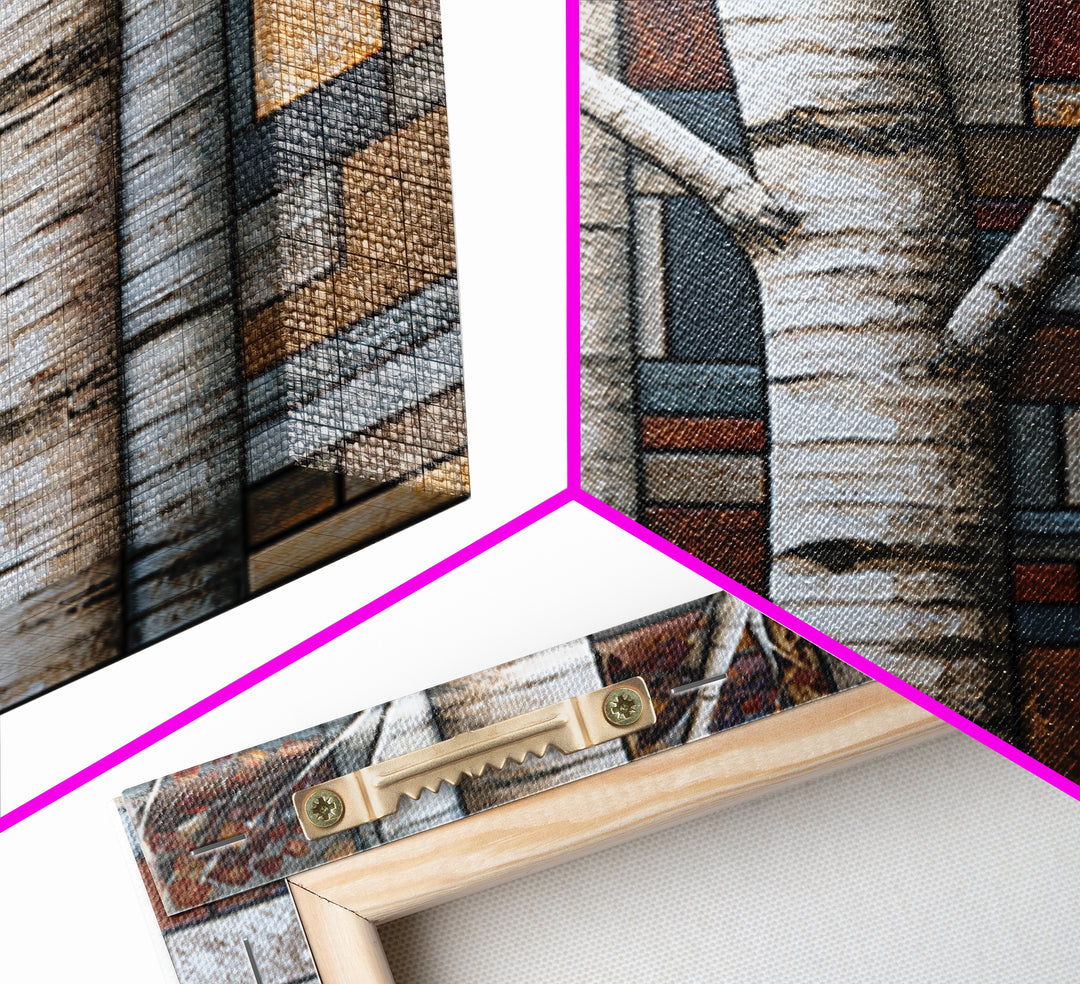 Birch Tree Trunks Canvas Print, Scandinavian Art, Minimalist Decor, Living Room Decor, Fine Art, Nordic, Oil Painting, SCA-1x1-9