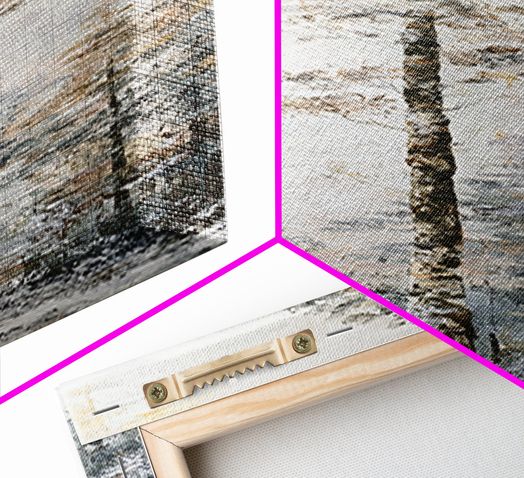 Snowy Nordic Forest Canvas Print, Scandinavian Art, Printable, Living Room Decor, Oil Painting, Nordic, Abstract Wall Art, SCA-1x3-13