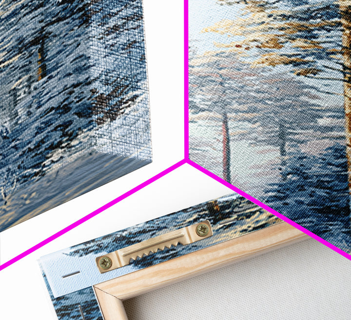 Snowy Nordic Forest Framed Canvas Print, Scandinavian Art, Digital Wall Art, Living Room Decor, Fine Art, Nordic, Boho Decor, SCA-1x3-61