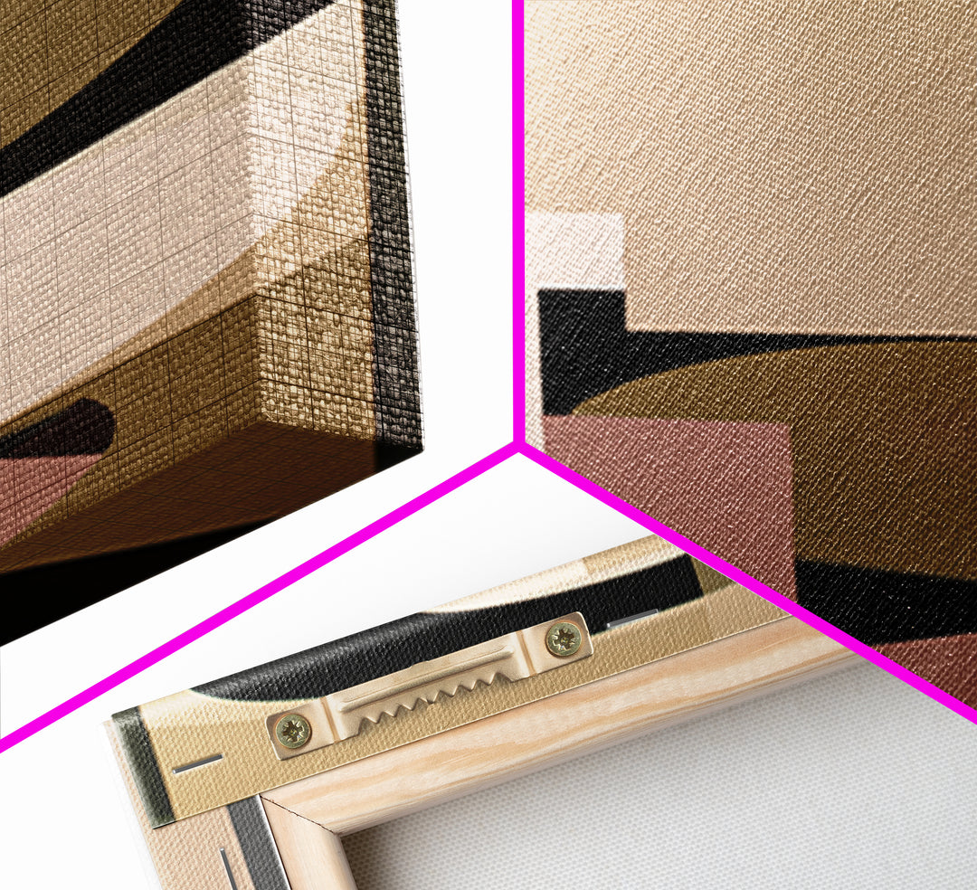 Soft Beige Geometric Abstraction Framed Canvas Print, Scandinavian Art, Wall Decor, Living Room Decor, Abstract Art, Nordic, SCA-1x3-87