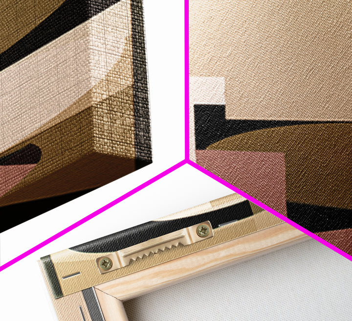 Soft Beige Geometric Abstraction Framed Canvas Print, Scandinavian Art, Wall Decor, Living Room Decor, Abstract Art, Nordic, SCA-1x3-87