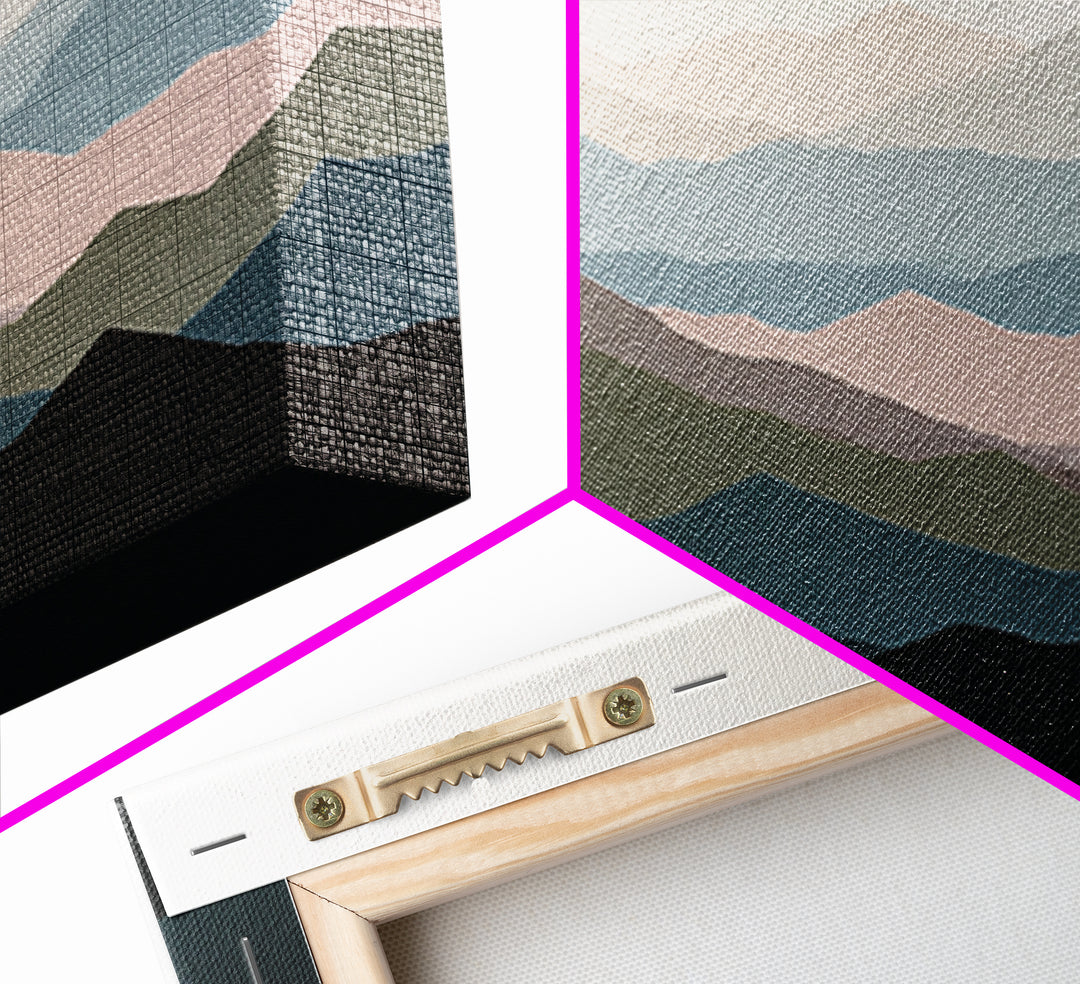 Muted Mountain Layers Canvas Print, Scandinavian Art, Printable, Living Room Decor, Fine Art, Nordic, Abstract Wall Art, SCA-2x1-52