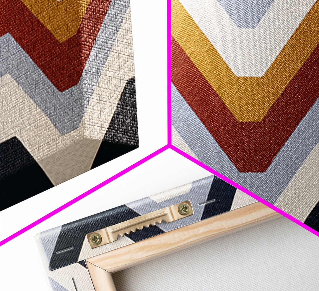 Scandinavian Textile Pattern Framed Canvas Print, Scandinavian Art, Mid Century Modern, Living Room Decor, Oil Painting, Nordic, SCA-2x1-60