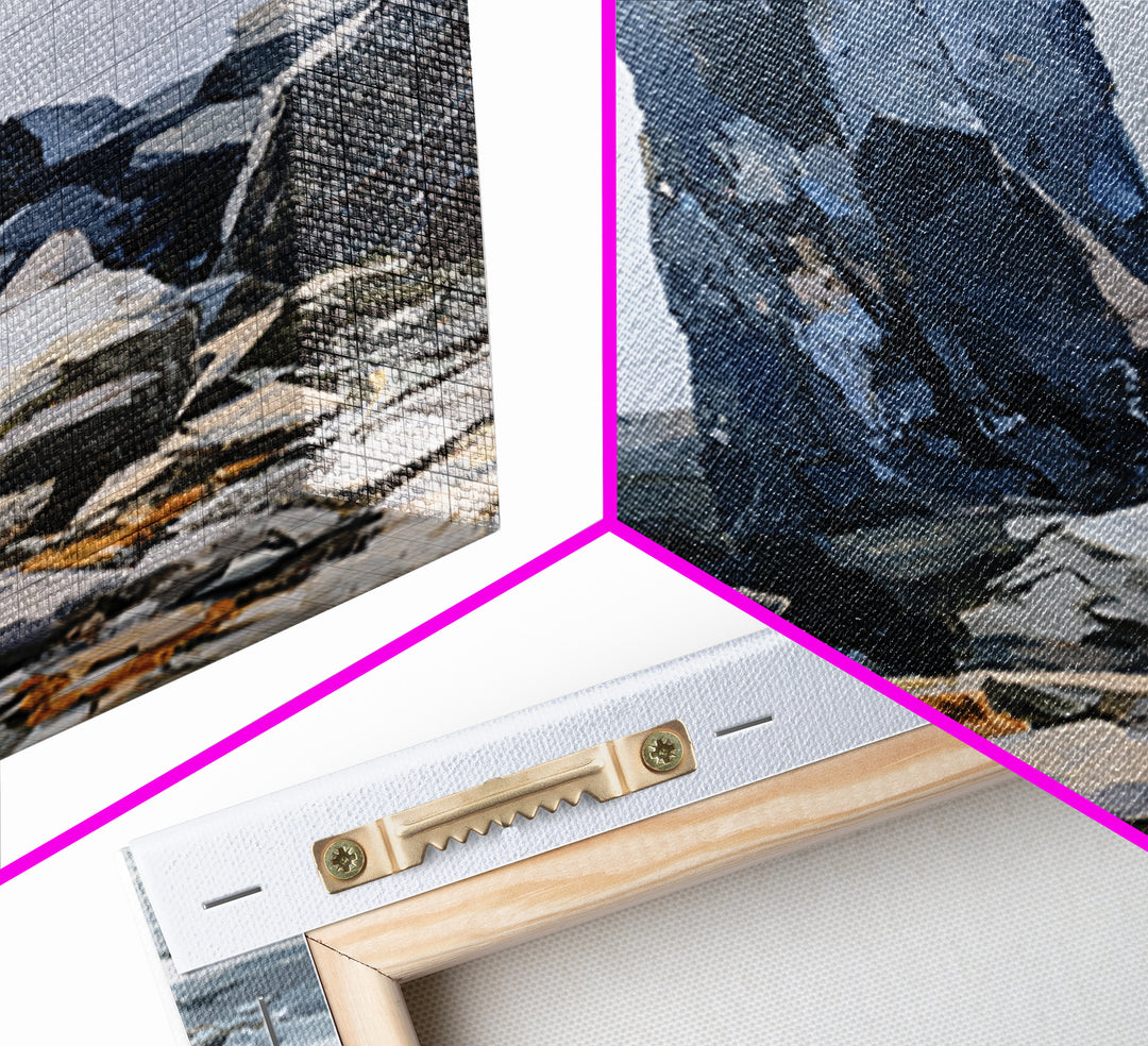 Quiet Coastal Rocks and Gray Sea Canvas Print, Scandinavian Art, Art, Living Room Decor, Fine Art, Nordic, Abstract Art, SCA-2x3-7