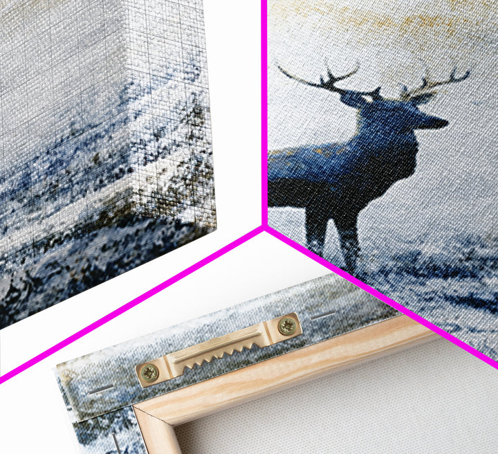 Reindeer Silhouette in Snowy Landscape Canvas Print, Scandinavian Art, Farmhouse Decor, Living Room Decor, Fine Art, Nordic, SCA-2x3-86