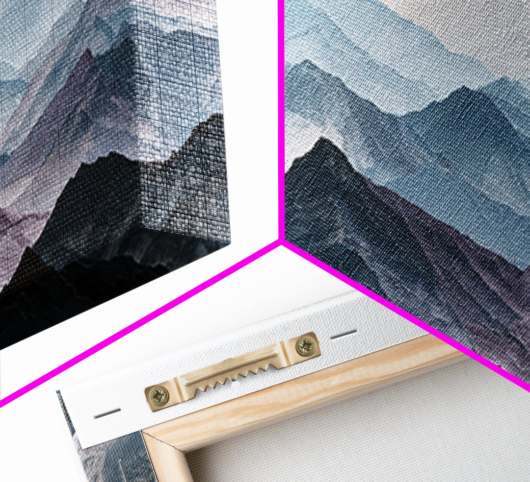 Muted Mountain Layers Canvas Print, Scandinavian Art, Modern Art, Living Room Decor, Fine Art, Nordic, Contemporary Art, SCA-3x1-24