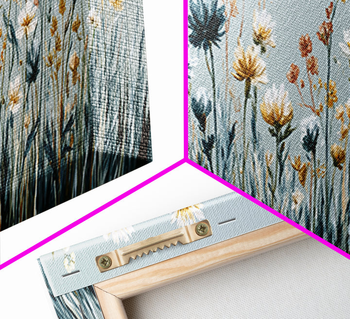 Minimal Meadow Flowers Canvas Print, Scandinavian Art, Neutral Decor, Living Room Decor, Oil Painting, Nordic, Wall Decor, SCA-3x1-98