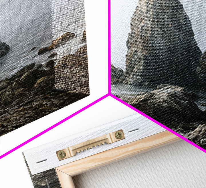 Quiet Coastal Rocks and Gray Sea Canvas Print, Scandinavian Art, Luxury Decor, Living Room Decor, Fine Art, Nordic, SCA-3x2-3