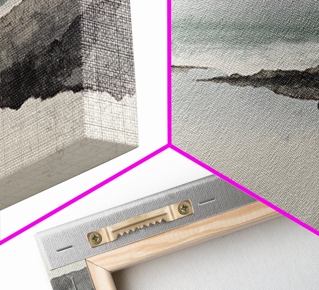 Minimal Fjord Landscape Canvas Print, Scandinavian Art, Floral Wall Art, Living Room Decor, Oil Painting, Nordic, SCA-3x2-30
