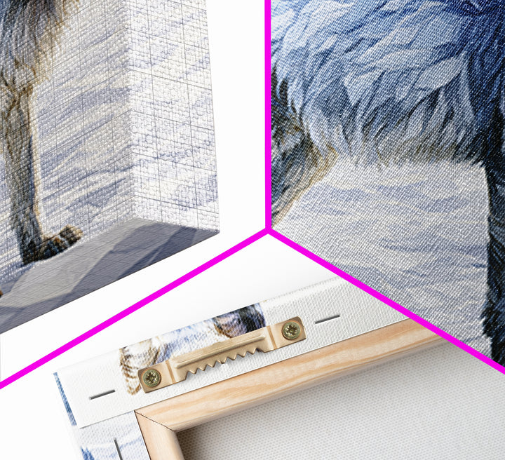 White Fox in Quiet Snow Framed Canvas Print, Scandinavian Art, Mid Century Modern, Living Room Decor, Abstract Art, Nordic, SCA-3x2-64