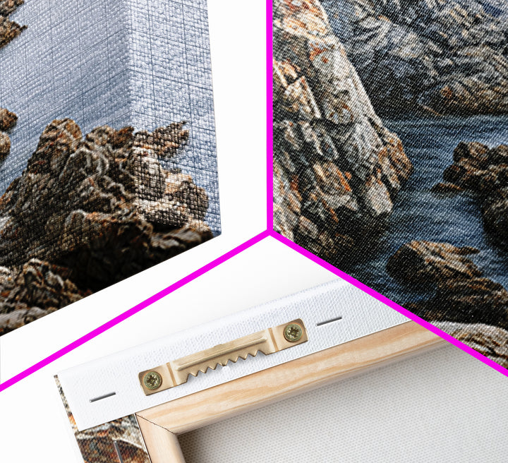 Quiet Coastal Rocks and Gray Sea Canvas Print, Scandinavian Art, Farmhouse Decor, Living Room Decor, Fine Art, Nordic, SCA-3x2-75