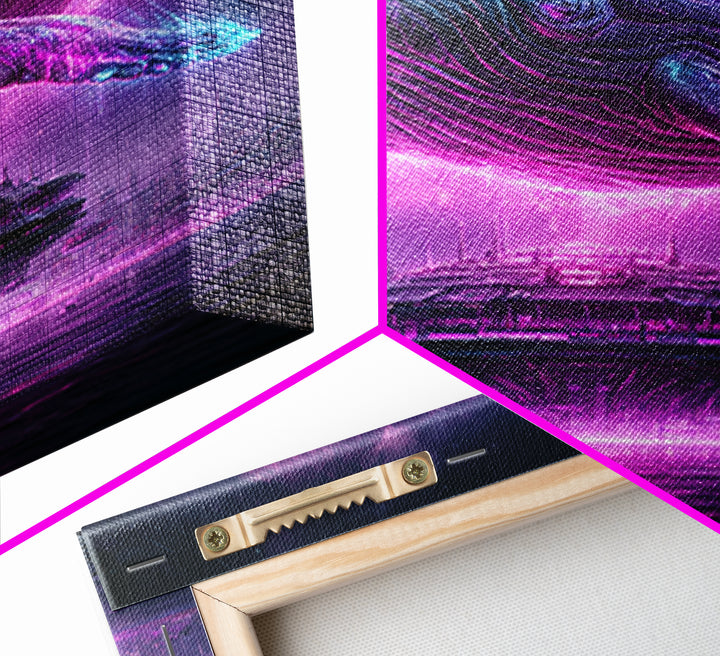Cosmic Whale Swimming Through Deep Space Framed Canvas Print, Scifi Art, Art Print, Living Room Decor, Fine Art, Orbit, SCI-1x1-40